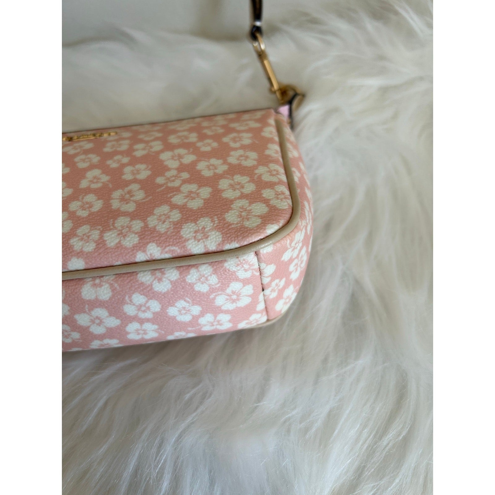 Coach Nolita 19 Pink White Floral Coated Canvas Shoulder Bag Excellent