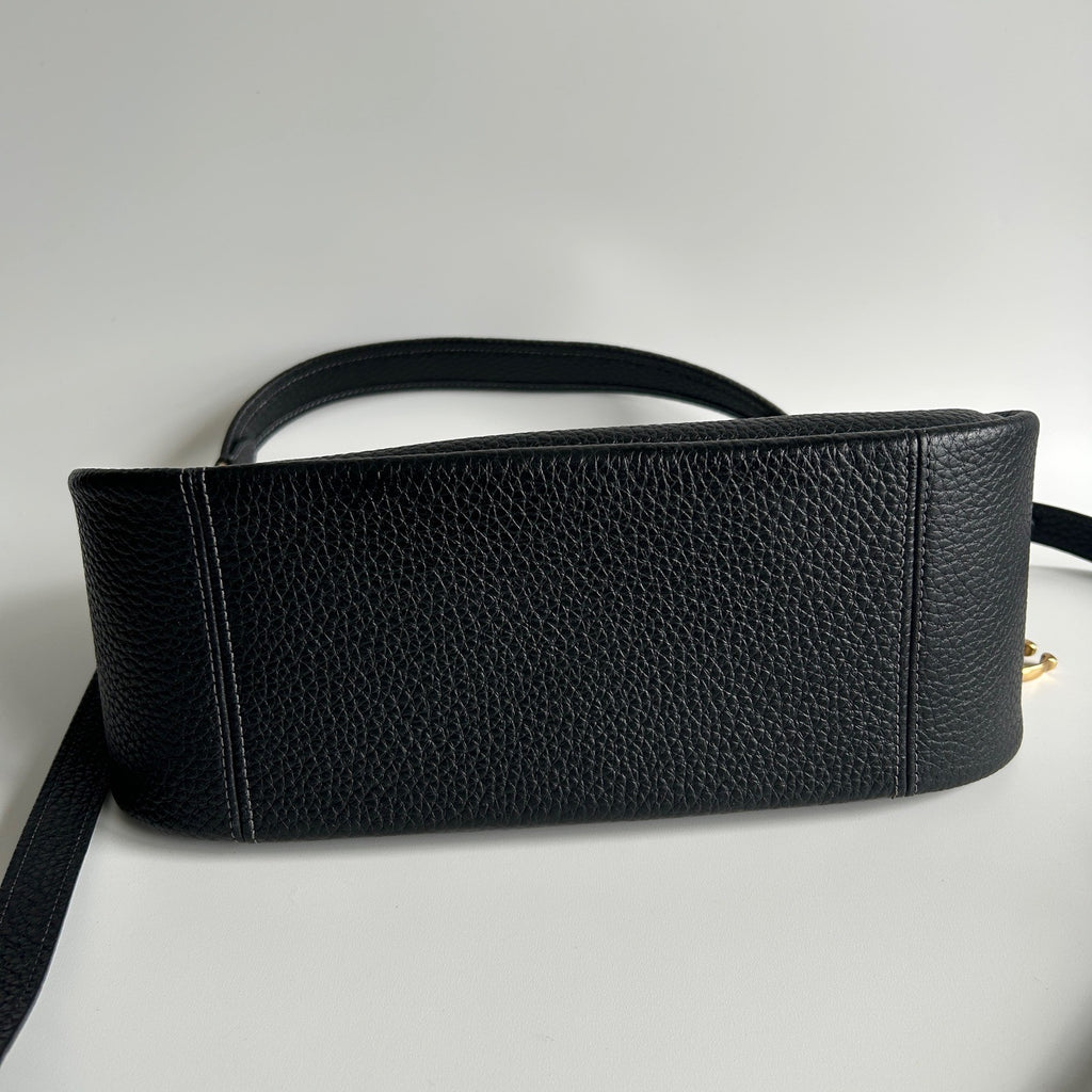 Coach Cary Black Pebbled Leather Crossbody Shoulder Bag CC437 Excellent