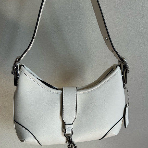 Coach Hamptons Hobo Chalk White Pebbled Leather Shoulder Bag Excellent