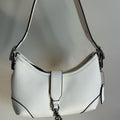 Coach Hamptons Hobo Chalk White Pebbled Leather Shoulder Bag Excellent