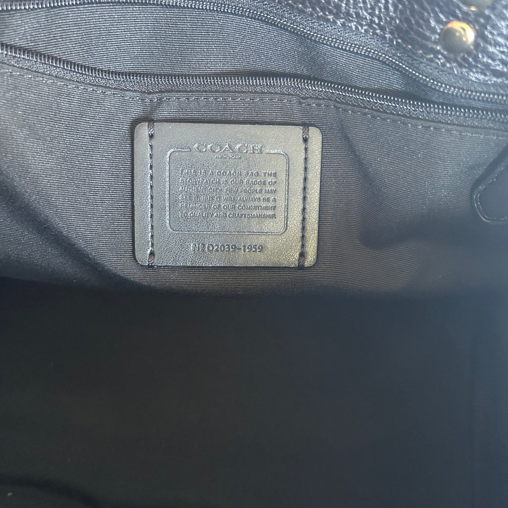 Coach Dempsey Carryall Black Pebbled Leather Shoulder Bag Excellent