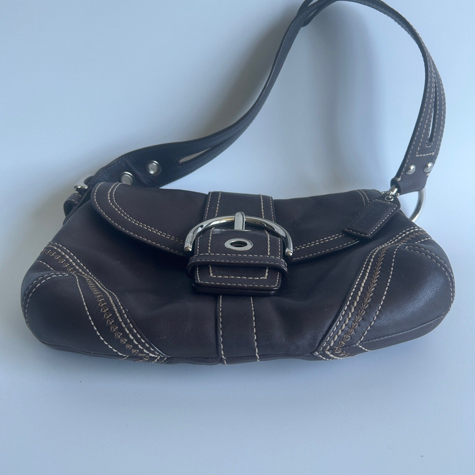 Coach Soho Chocolate Brown Pebbled Leather Shoulder Bag Excellent