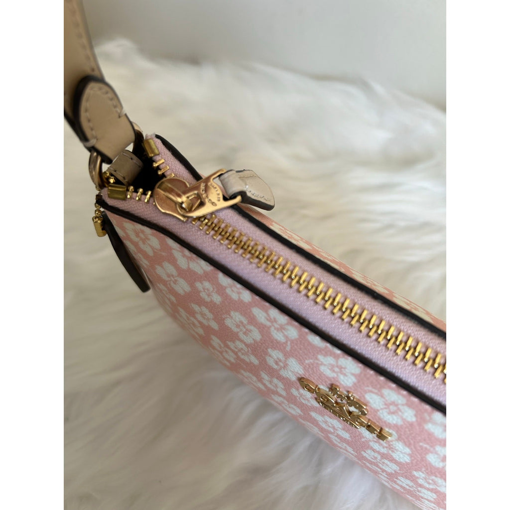 Coach Nolita 19 Pink White Floral Coated Canvas Shoulder Bag Excellent