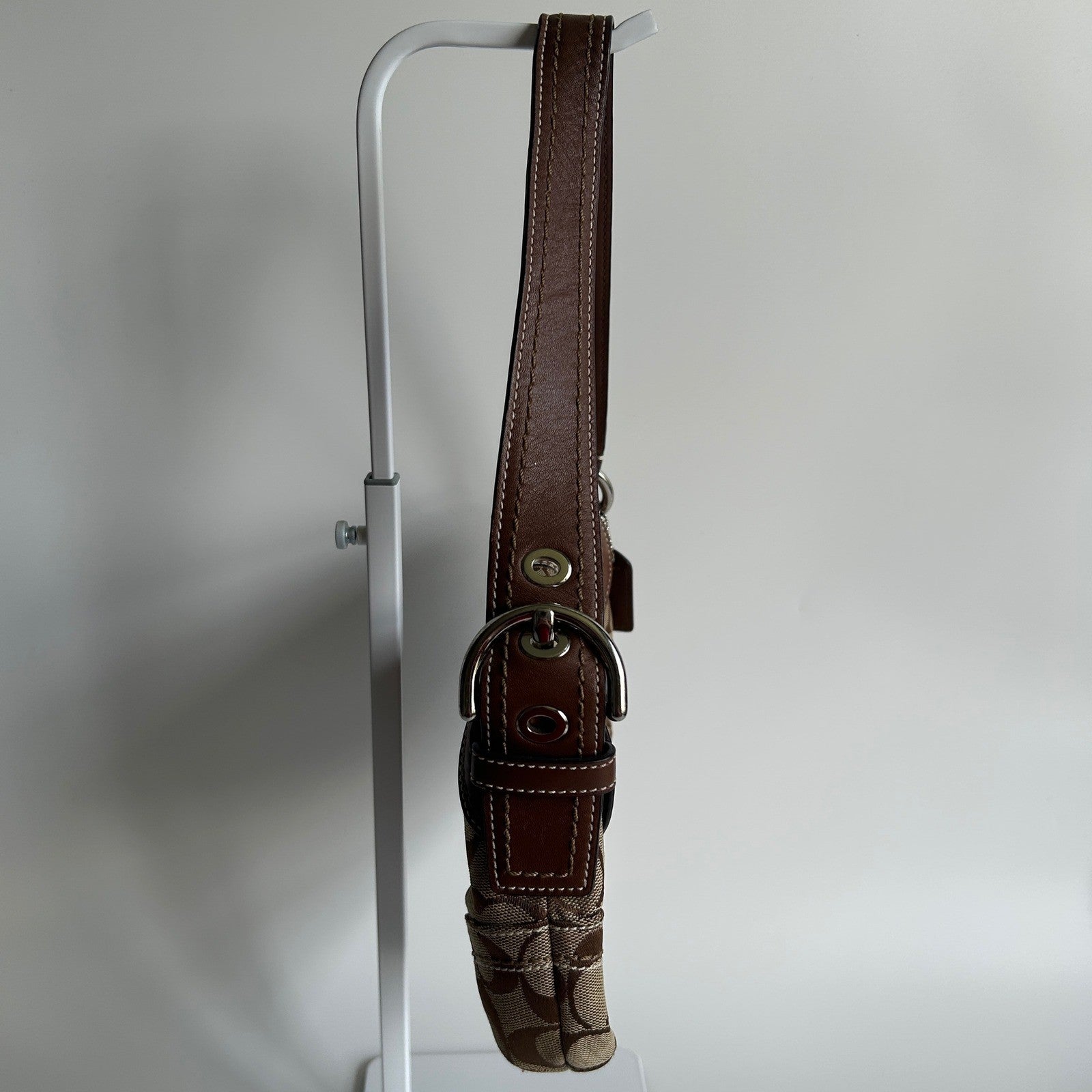 Coach Soho Signature Khaki Brown Canvas Leather Shoulder Bag 11862 Excellent
