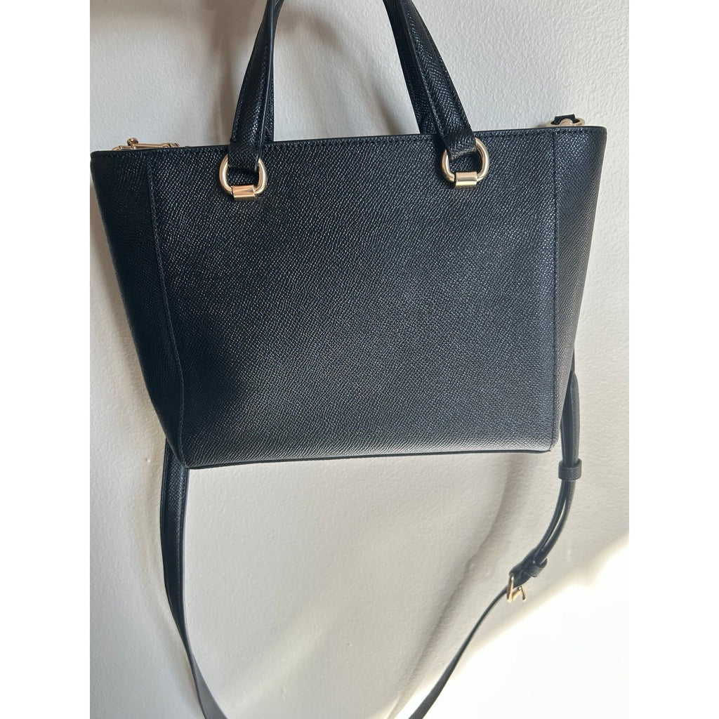 Coach Alice Satchel Black Crossgrain Leather Shoulder Bag Excellent