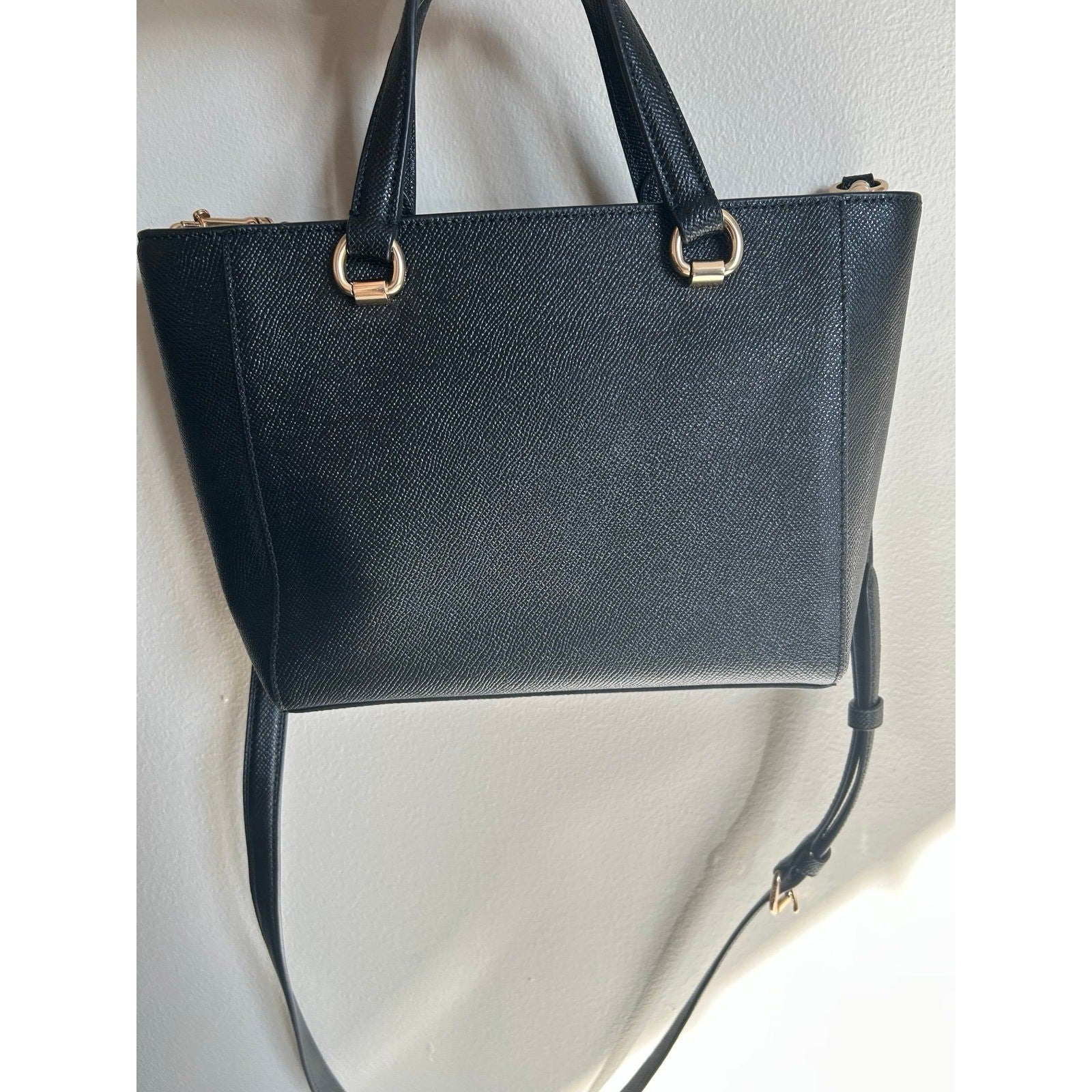 Coach Alice Satchel Black Crossgrain Leather Shoulder Bag Excellent