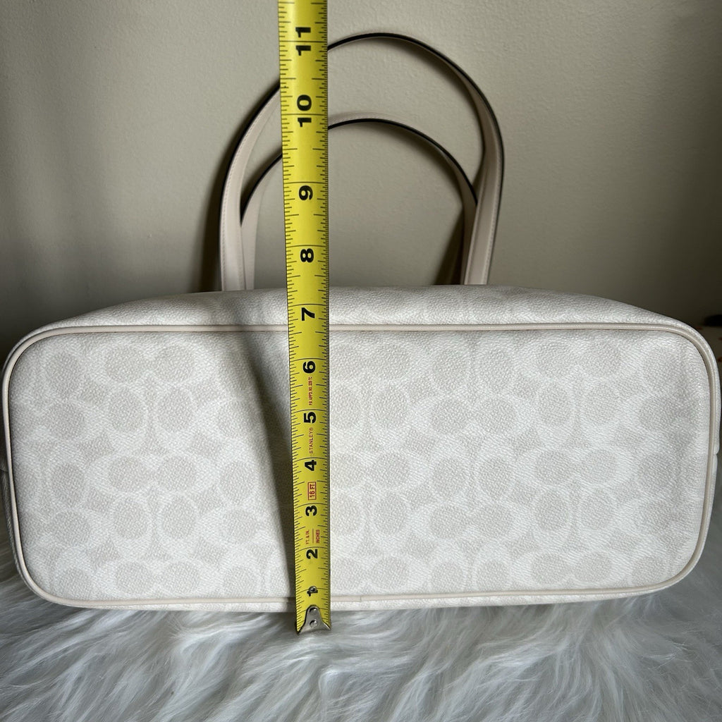 Coach Gallery Tote Chalk White Signature Canvas Leather Bag NEW