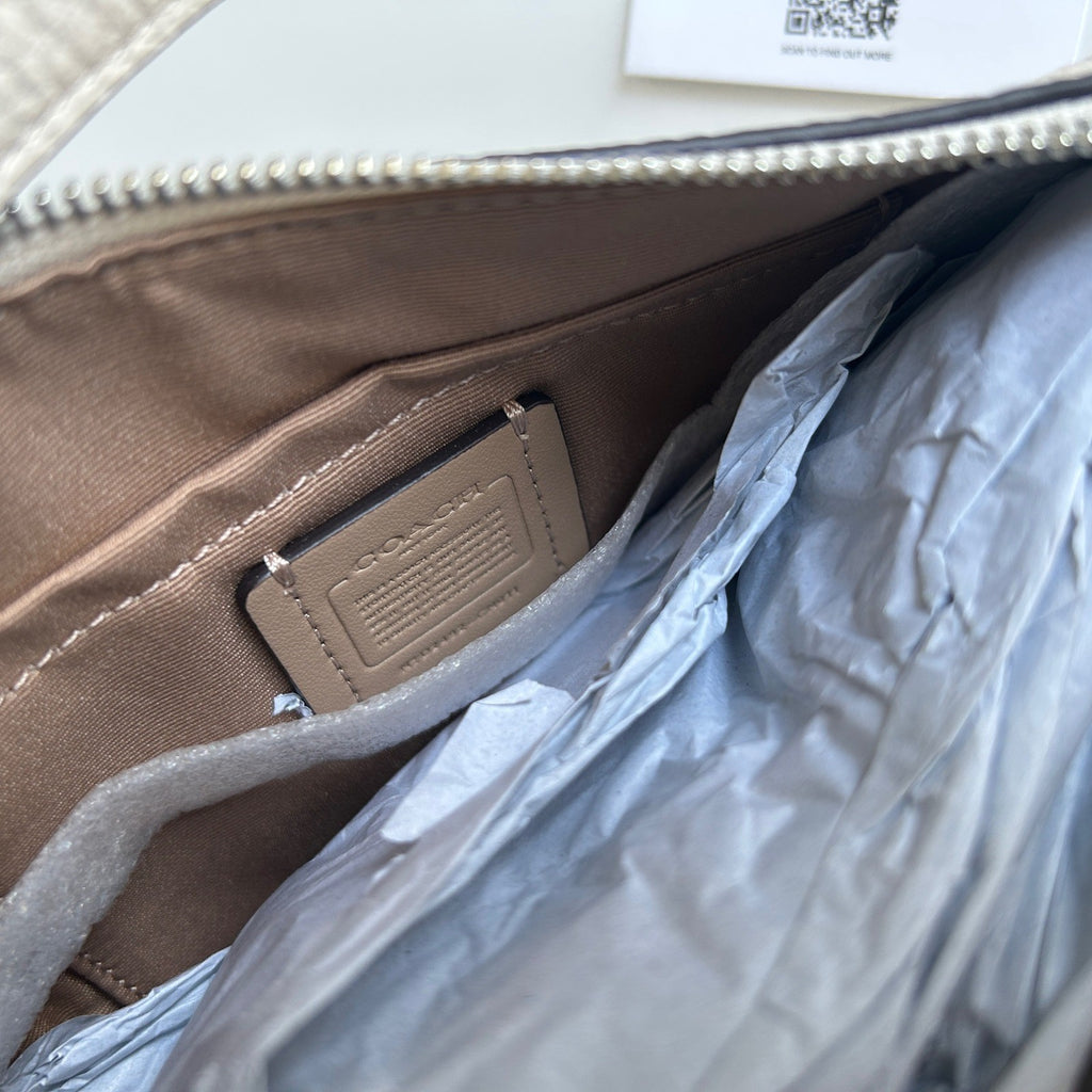Coach Mini Payton Chalk White Pebbled Leather Shoulder Bag NWT