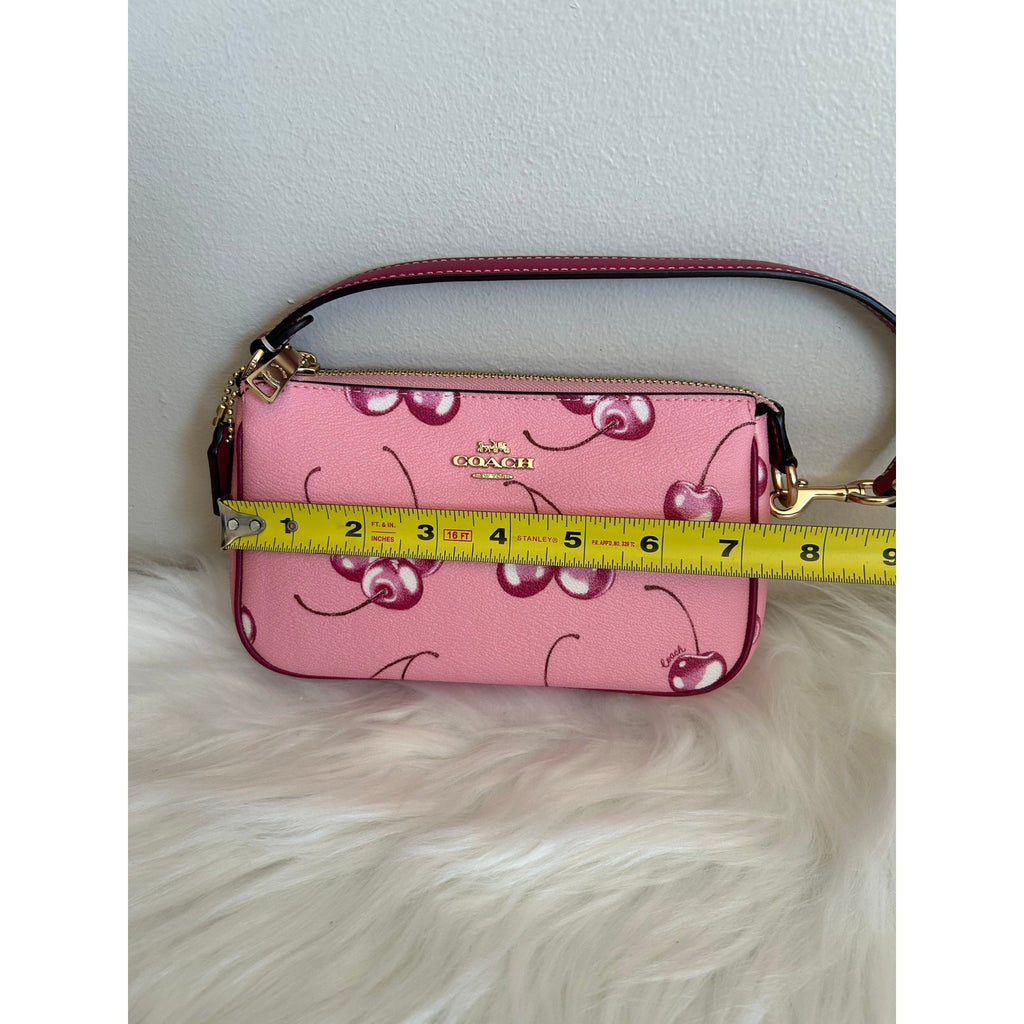 Coach Nolita 19 Pink Cherry Print Crossgrain Leather Shoulder Bag Excellent