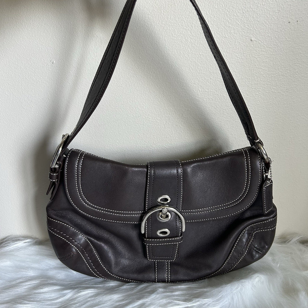 Coach Soho Flap Dark Brown Leather Shoulder Bag J0776-F10910 Excellent