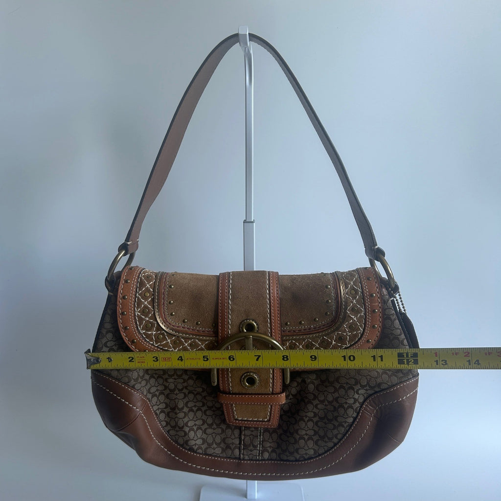 Coach Soho Signature Southwest Brown Canvas Leather Hobo Bag F11517 Excellent