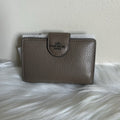 Coach Medium Corner Zip Wallet Pebbled Leather Dark Stone C8041 New