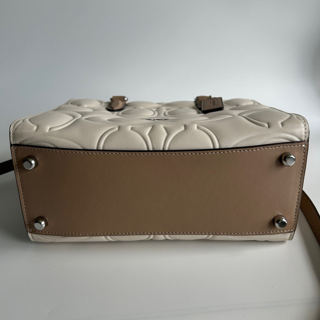 Coach Maggie Small Tote Chalk White Leather Bag CY670 Excellent
