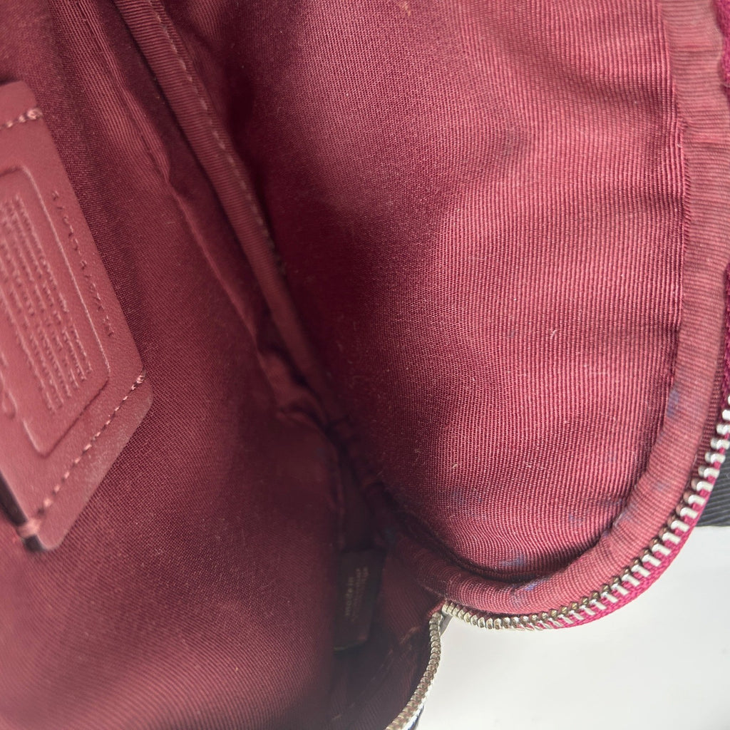 Coach Elias Mini Belt Bag Magenta Pebbled Leather Fanny Pack Good Condition