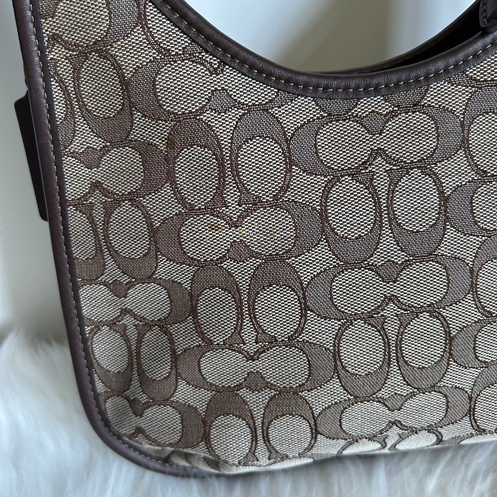 Coach Ergo Brown Signature Jacquard Leather Shoulder Bag C2588 Good