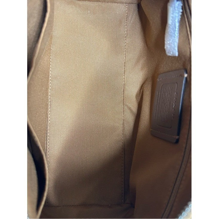Coach Rowan Satchel Taupe Chalk White Pebbled Leather Bag Excellent
