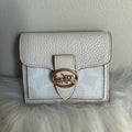 Coach Georgie Small Wallet Chalk White Pebbled Leather Signature Canvas