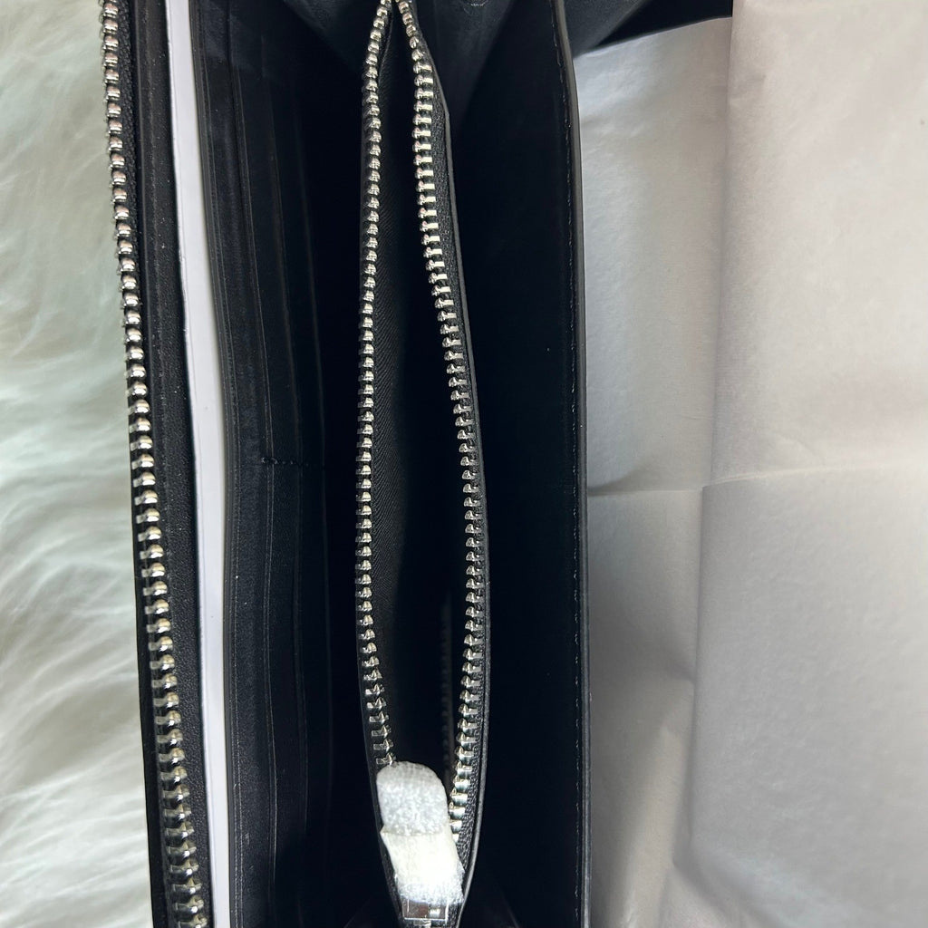 Coach CU150 Black Signature Jacquard Long Zip Around Wallet NWT