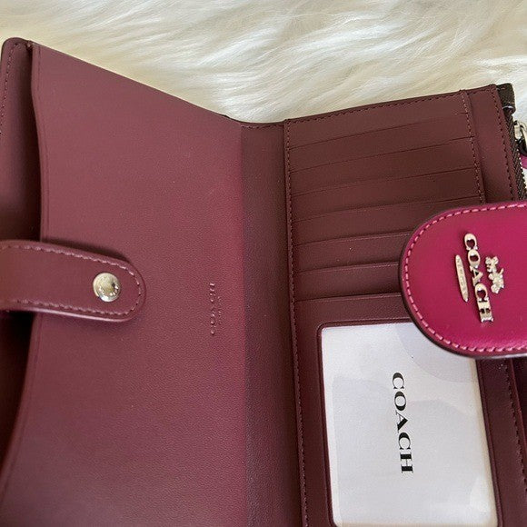 Coach Tech Phone Wallet Signature Canvas Brown Pink Wristlet C2874