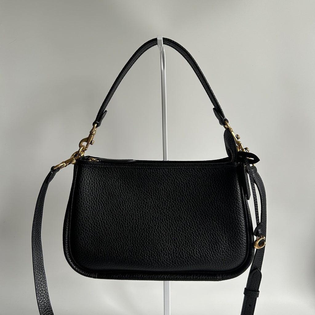 Coach Cary Black Pebbled Leather Crossbody Shoulder Bag CC437 Excellent