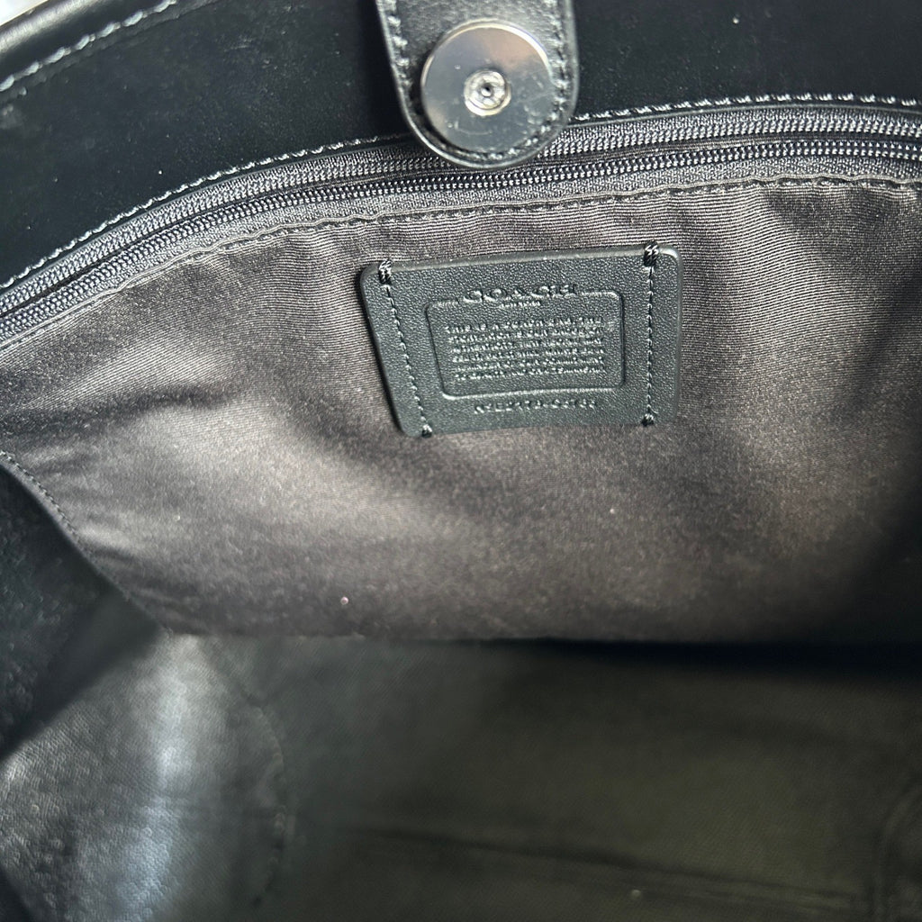 Coach City Tote Brown Vintage Rose Signature Canvas Leather Bag Good