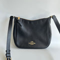 Coach Ellie File Bag Black Refined Pebble Leather Crossbody Excellent