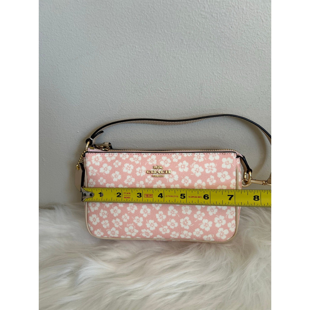 Coach Nolita 19 Pink White Floral Coated Canvas Shoulder Bag Excellent
