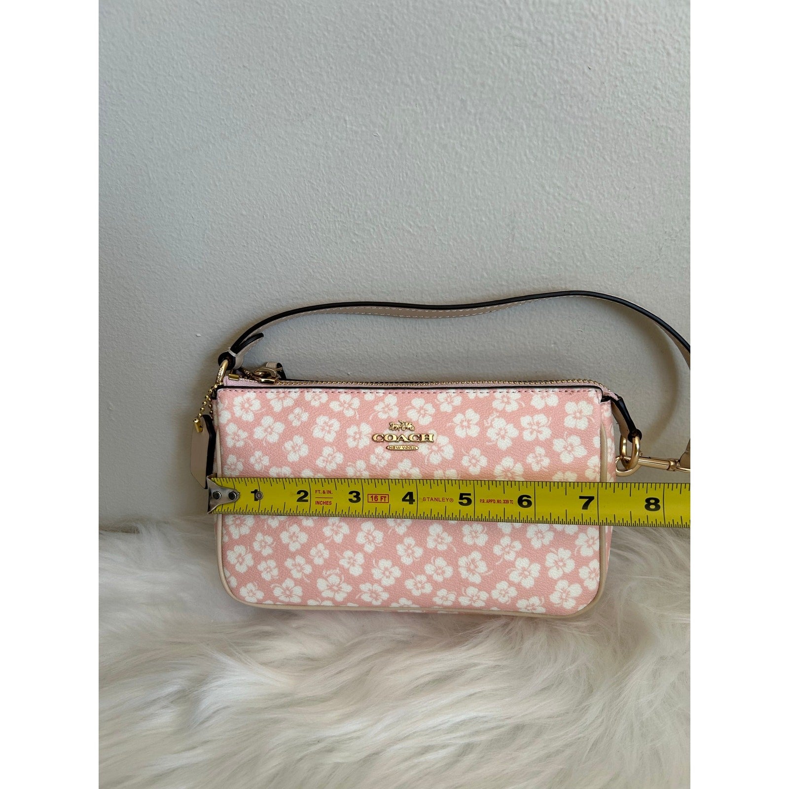 Coach Nolita 19 Pink White Floral Coated Canvas Shoulder Bag Excellent
