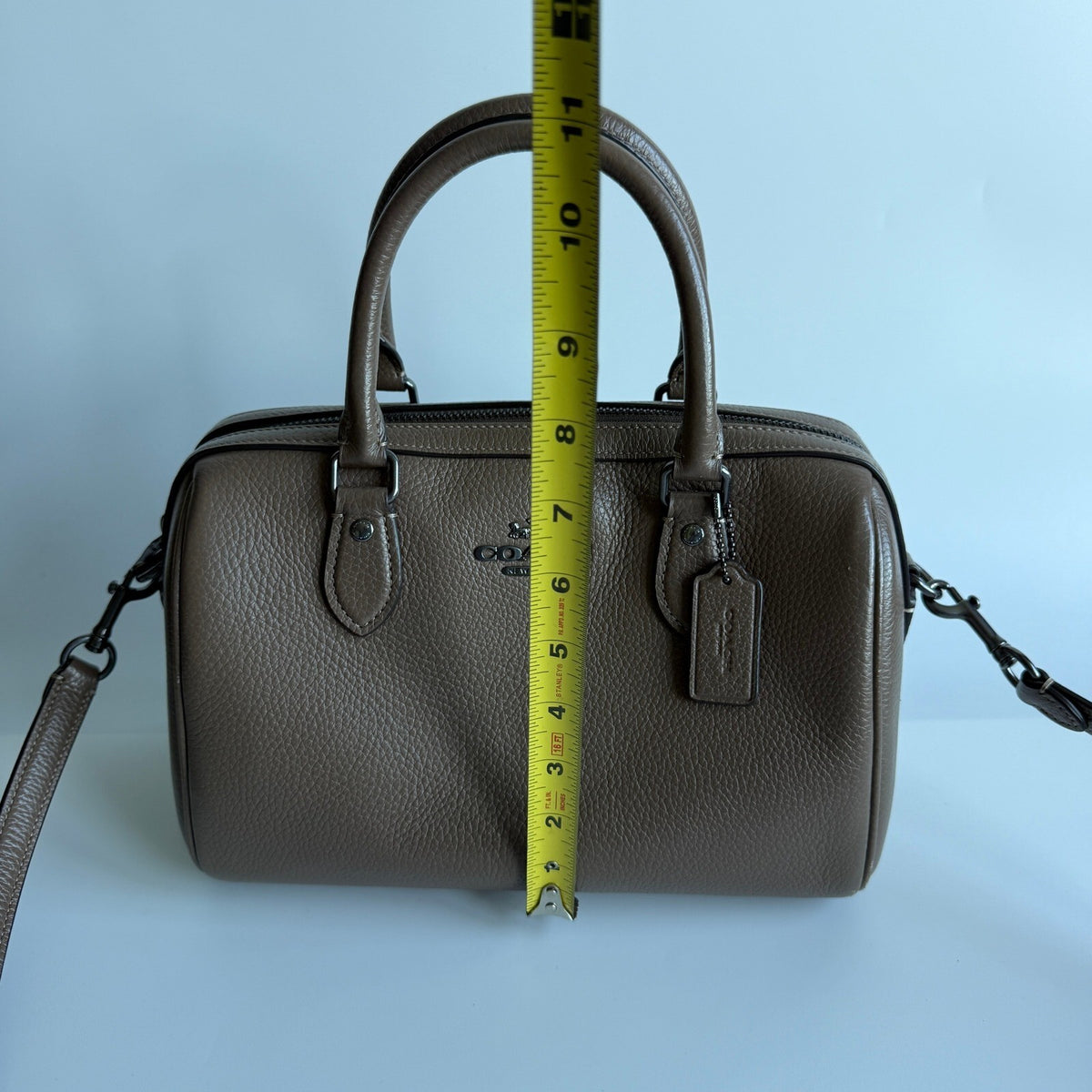 Coach Rowan Satchel Dark Stone Pebbled Leather Bag CV960