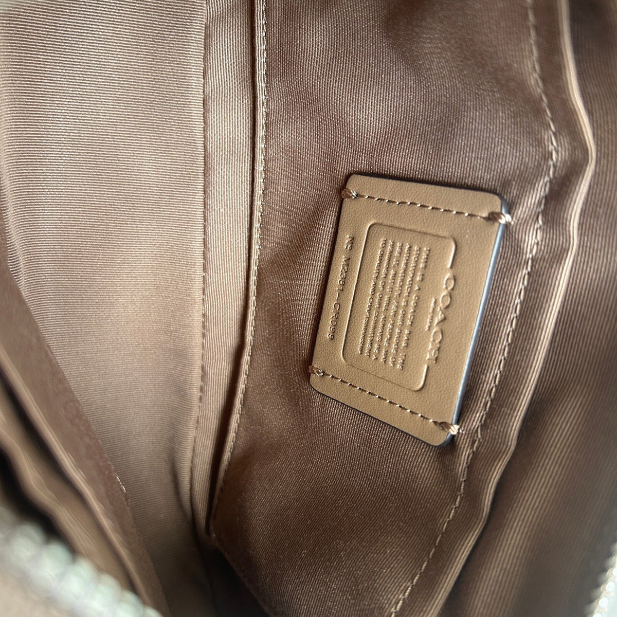 Coach Teri Shoulder Bag Taupe Beige Leather CR099 Debossed C Crossbody