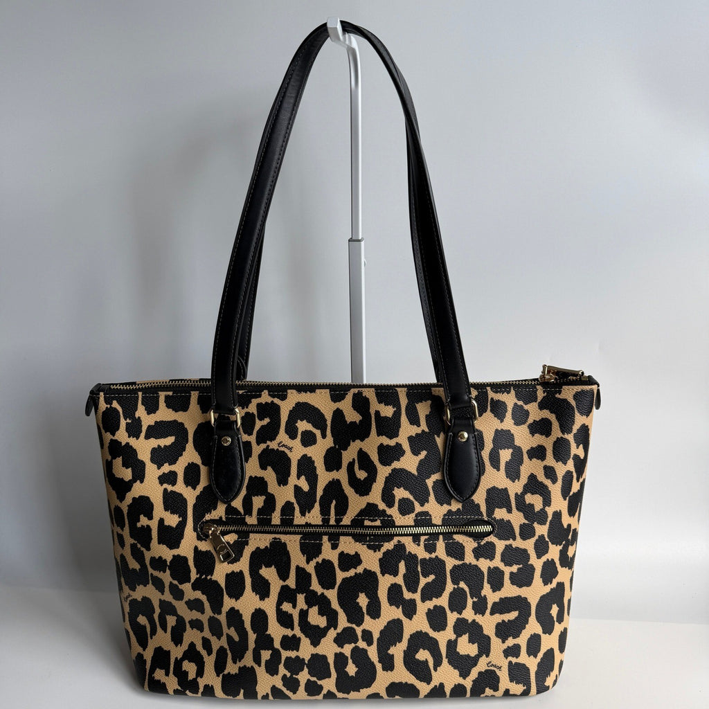 Coach Gallery Tote Leopard Coated Canvas Leather Bag CY347