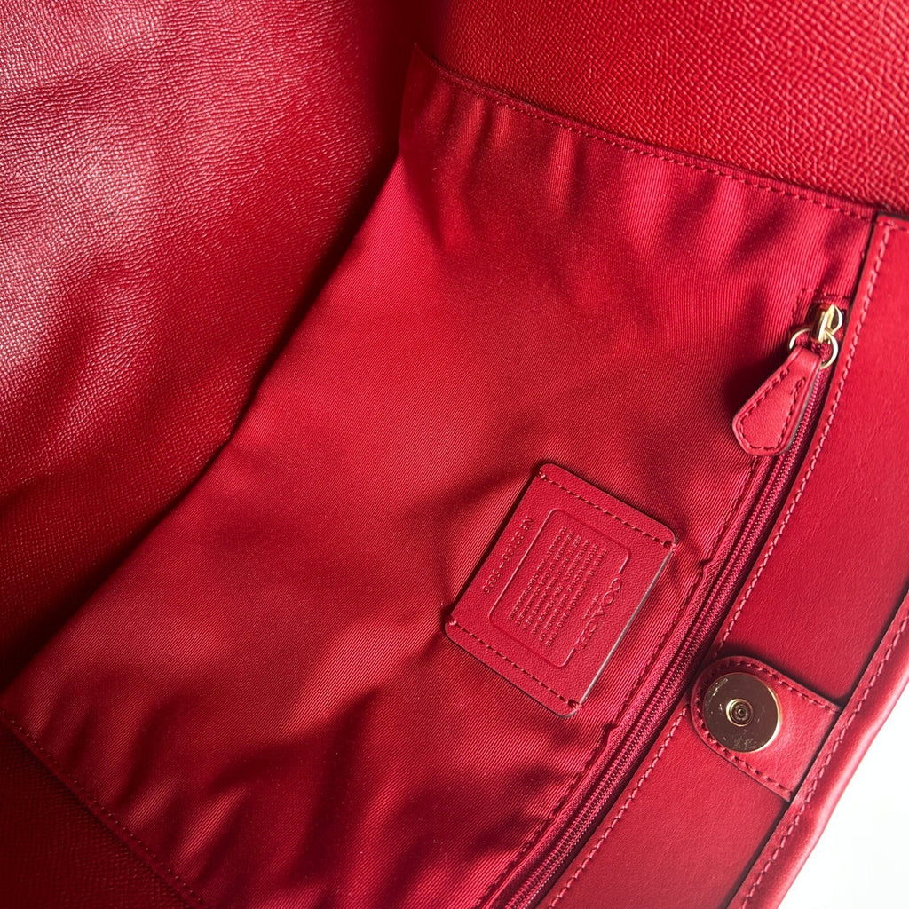 Coach City Tote Brown Red Signature Coated Canvas Bag 5696