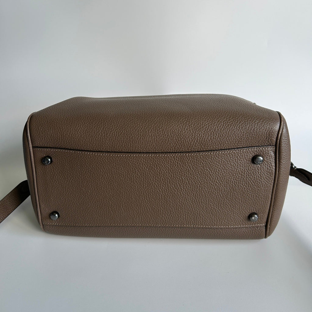 Coach Large Rowan Satchel Dark Stone Pebble Leather Bag CV960