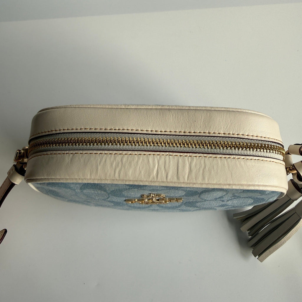 Coach Mini Jamie Camera Bag Denim Chambray Leather Crossbody CA732