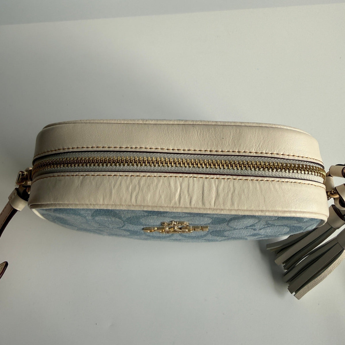 Coach Mini Jamie Camera Bag Denim Chambray Leather Crossbody CA732