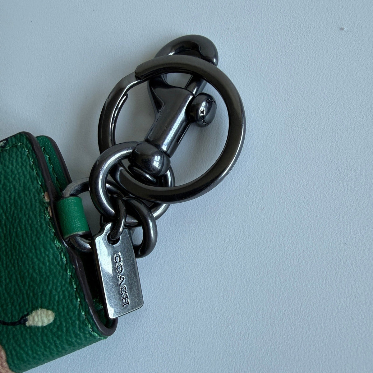 Coach Mystical Floral Green Leather Picture Frame Charm Key Ring Fob C8234