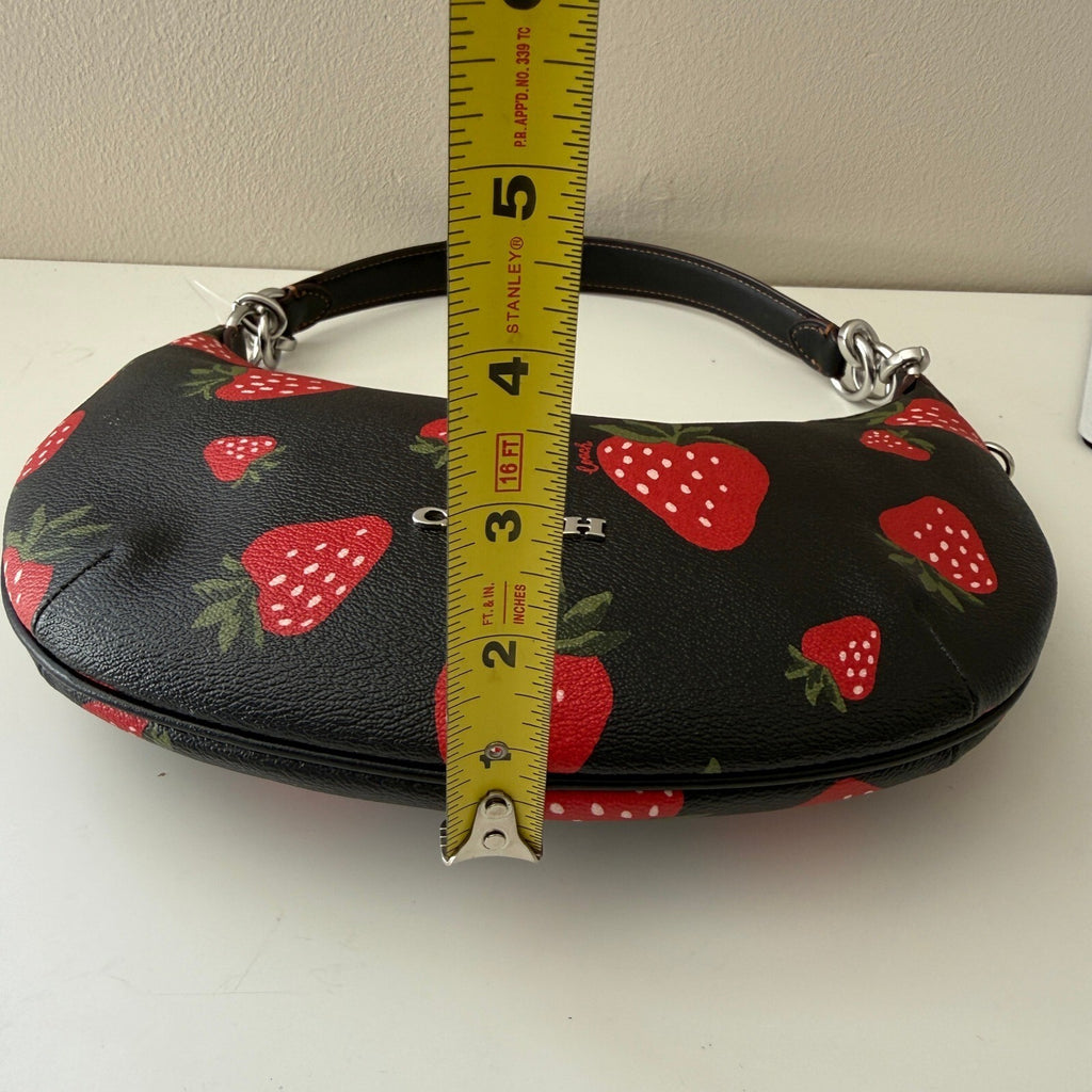 Coach Payton Hobo Black Multi Coated Canvas Strawberry Bag CH330