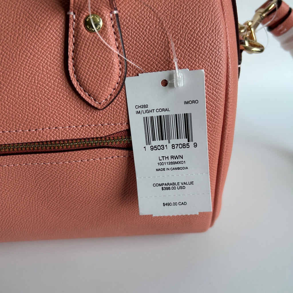Coach Rowan Satchel Light Coral Crossgrain Leather Bag CH282