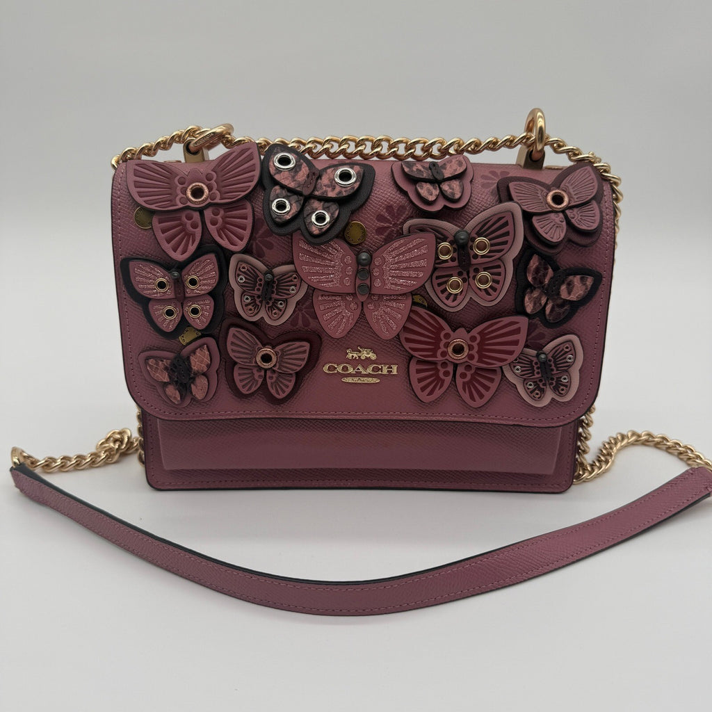 Coach Klare Crossbody Mauve Pink Butterfly Applique Leather 1425 Shoulder Bag