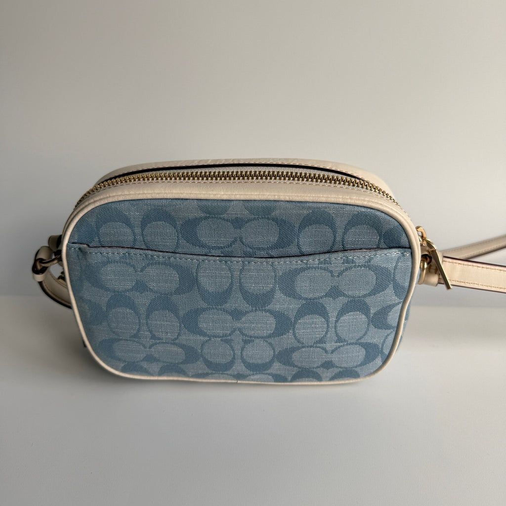Coach Mini Jamie Camera Bag Denim Chambray Leather Crossbody CA732