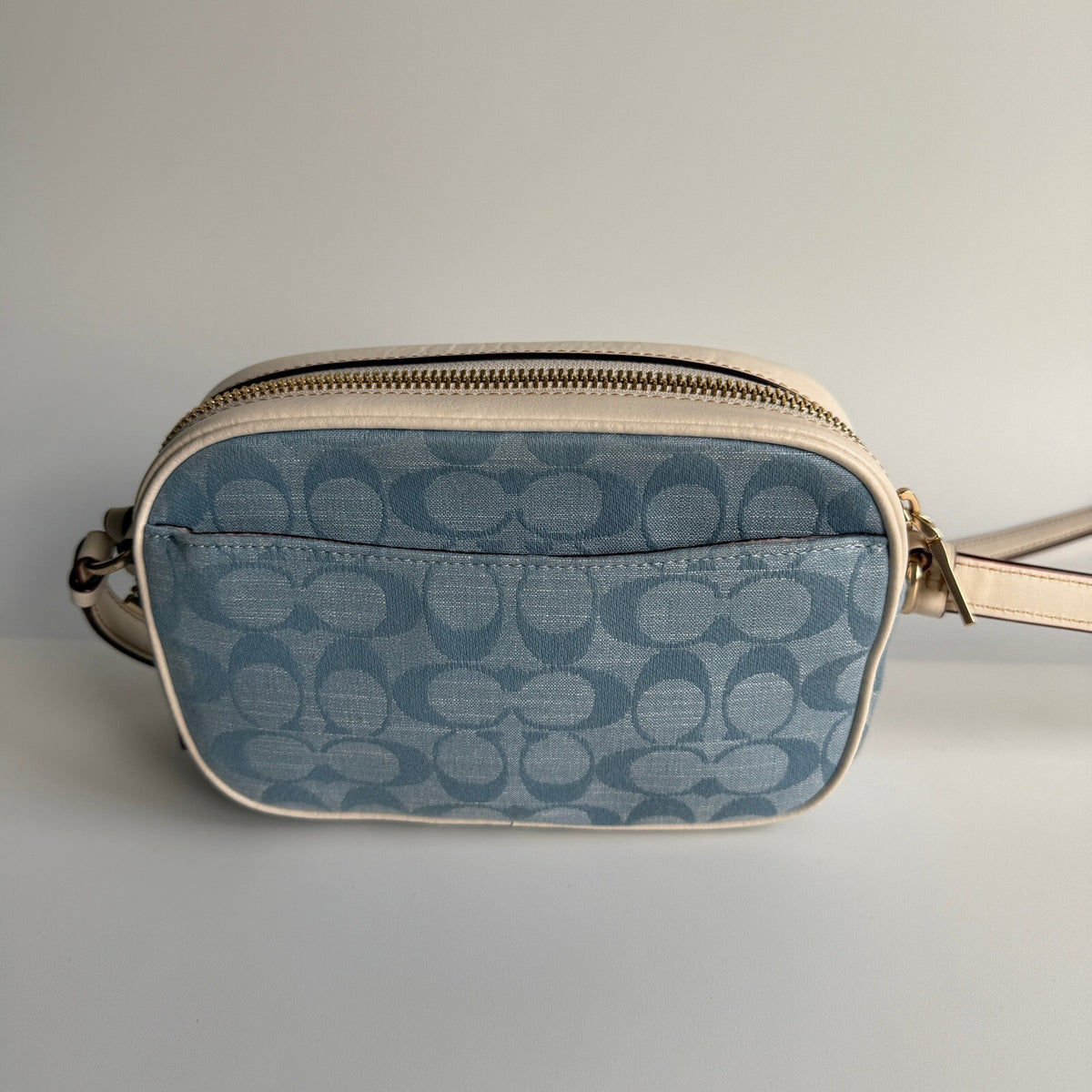 Coach Mini Jamie Camera Bag Denim Chambray Leather Crossbody CA732