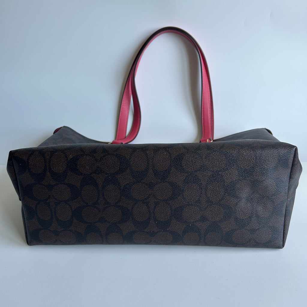 Coach Gallery Tote Brown Red Signature Canvas Shoulder Bag CH504