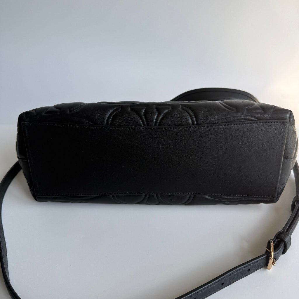 Coach Laurel Shoulder Bag Black Signature Embossed Leather CZ178