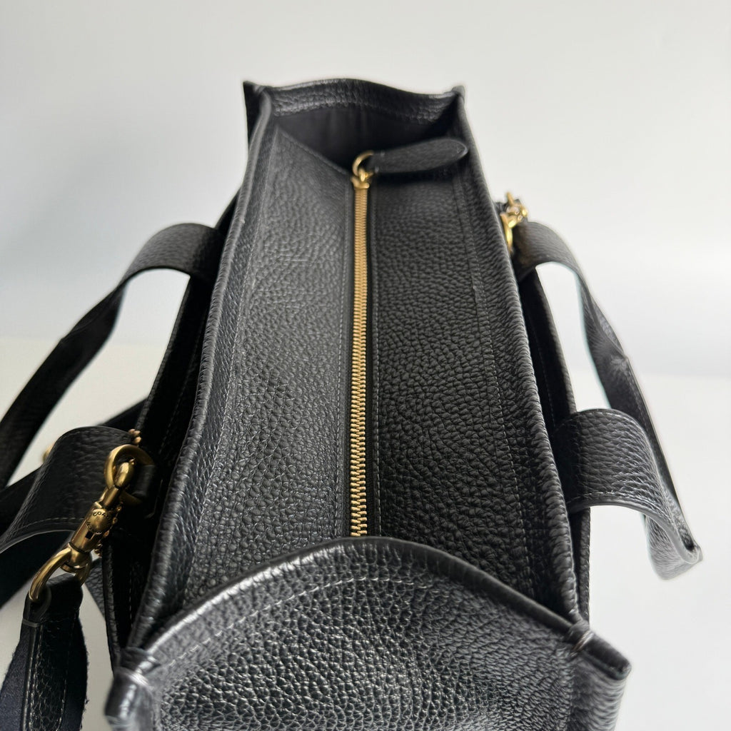 Coach Cargo Tote 26 Black Pebble Leather Crossbody CAM665