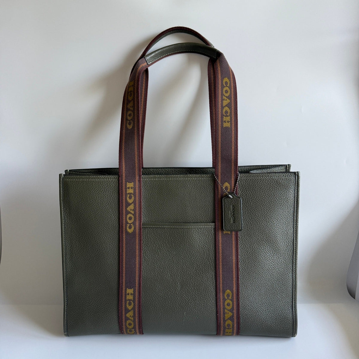 Coach Smith Olive Drab Green Pebble Leather Large Tote Bag CM716