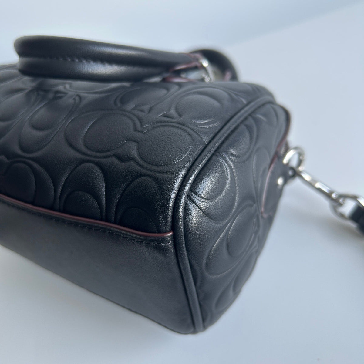 Coach Mini Rowan Black Signature Leather Crossbody Bag CY743