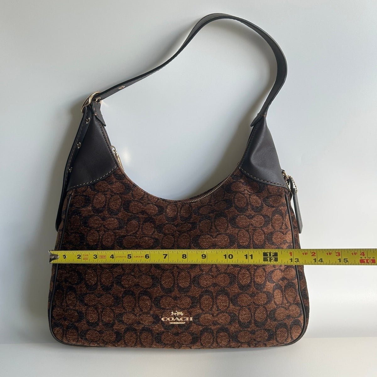 Coach Ella Shoulder Bag Truffle Brown Signature Chenille CCE49