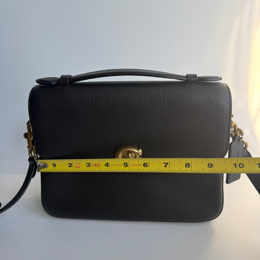 Coach Cassie 19 Black Polished Pebble Leather Crossbody Bag CV437