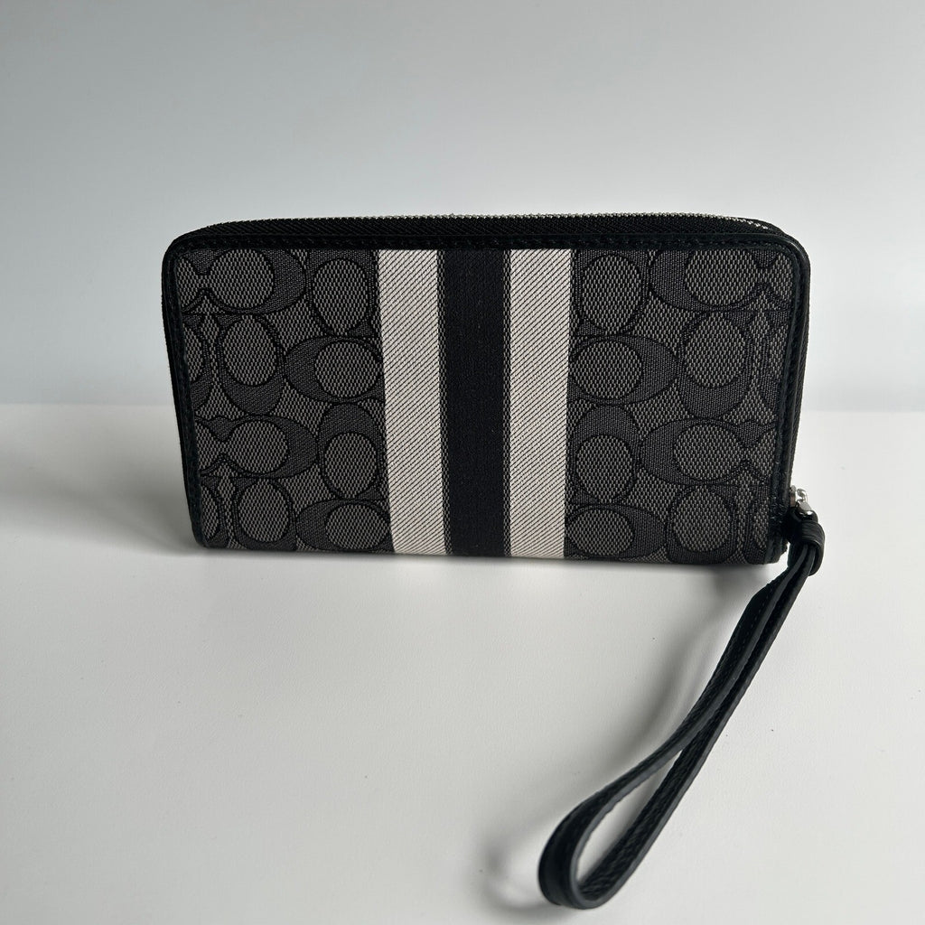 Coach Dempsey Black Smoke Multi Canvas Phone Wallet Wristlet C9073