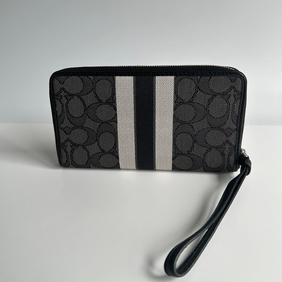 Coach Dempsey Black Smoke Multi Canvas Phone Wallet Wristlet C9073